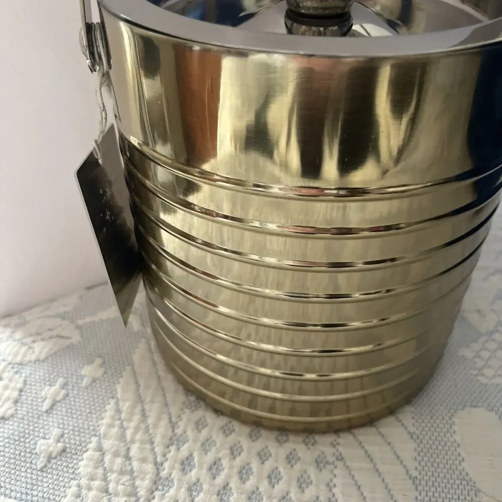 Gold/Silver Modern Party Ice Bucket Holiday Stylish Urban Double Walled Cold